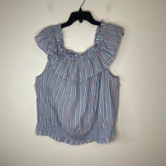 A New Approach ANA blouse shirt women's XXL 2XL plus size chambray blue striped - Picture 8 of 14